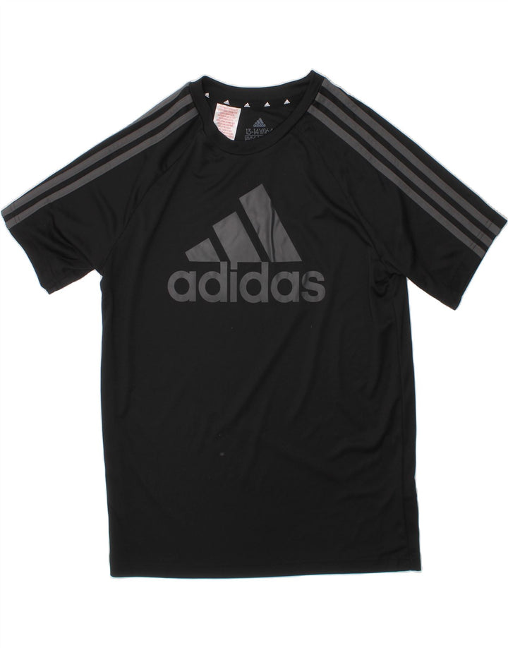 ADIDAS Boys Graphic T-Shirt Top 13-14 Years Black Polyester Vintage Adidas and Second-Hand Adidas from Messina Hembry 
