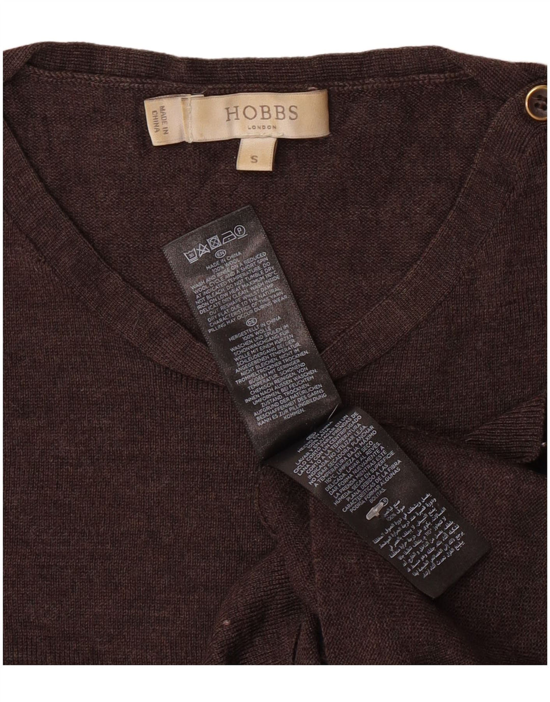 HOBBS Damski sweter z dekoltem w łódkę UK 10 Small Brown Wełna
