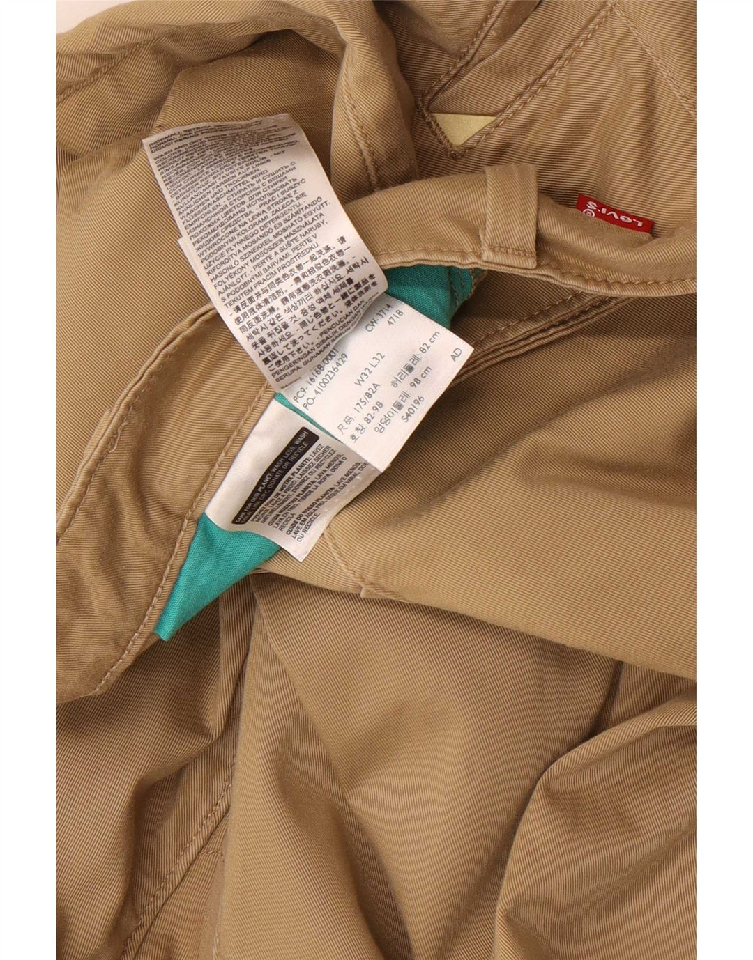 Męskie spodnie typu slim chino Levi's W32 L32 beżowa bawełna