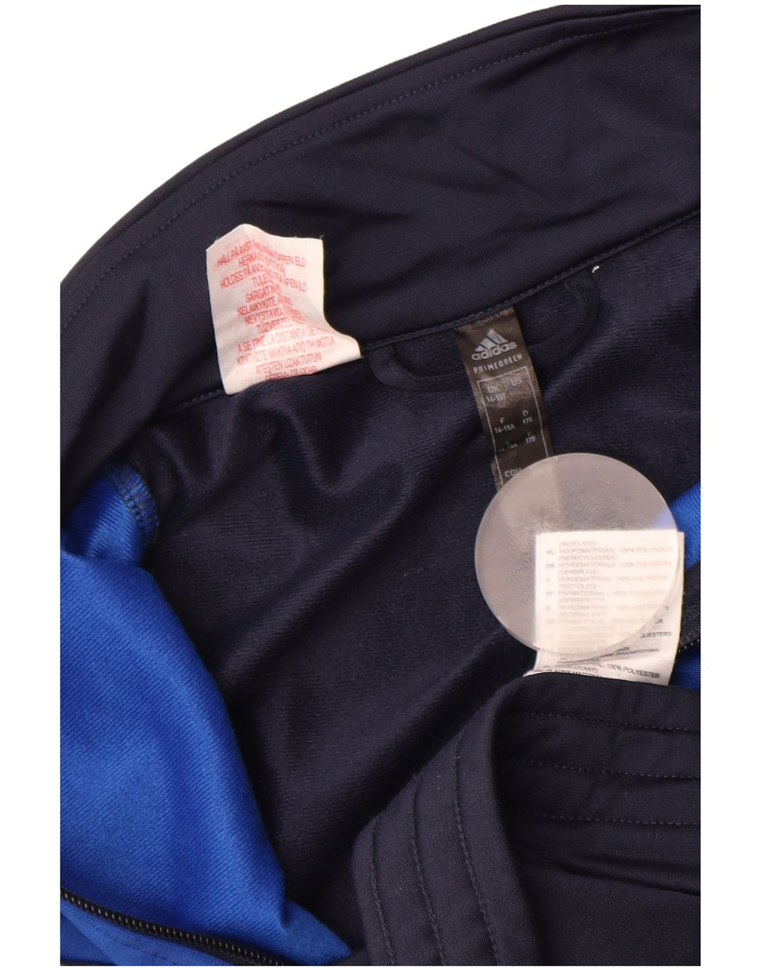 Chłopięca kurtka dresowa ADIDAS 14-15 lat, granatowa, z blokami kolorów