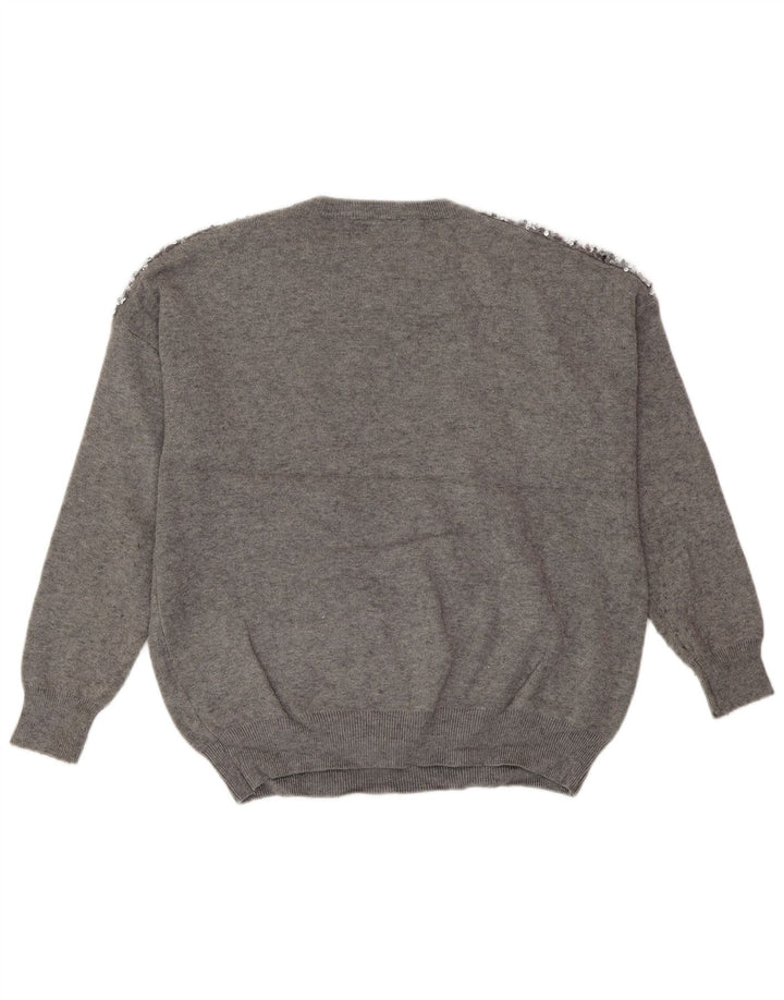 Damski sweter z okrągłym dekoltem COAST UK 14 Large Szara wiskoza