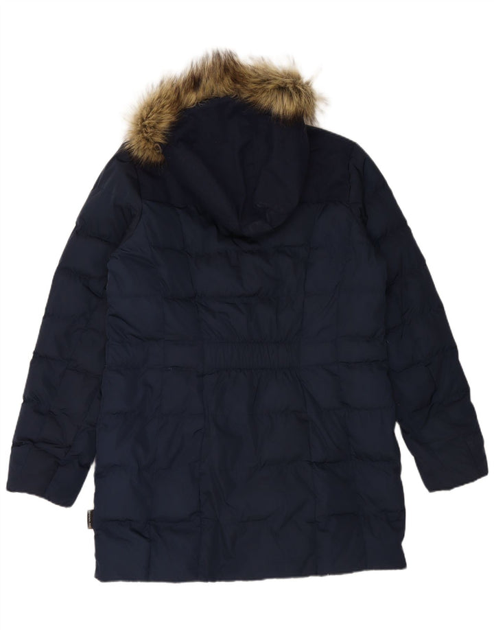 JACK WOLFSKIN Womens Hooded Padded Coat UK 14/16 Large Navy Blue Polyester