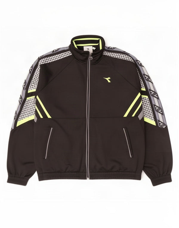 Męska kurtka dresowa Diadora UK 46 2XL Czarny poliester z blokami kolorów