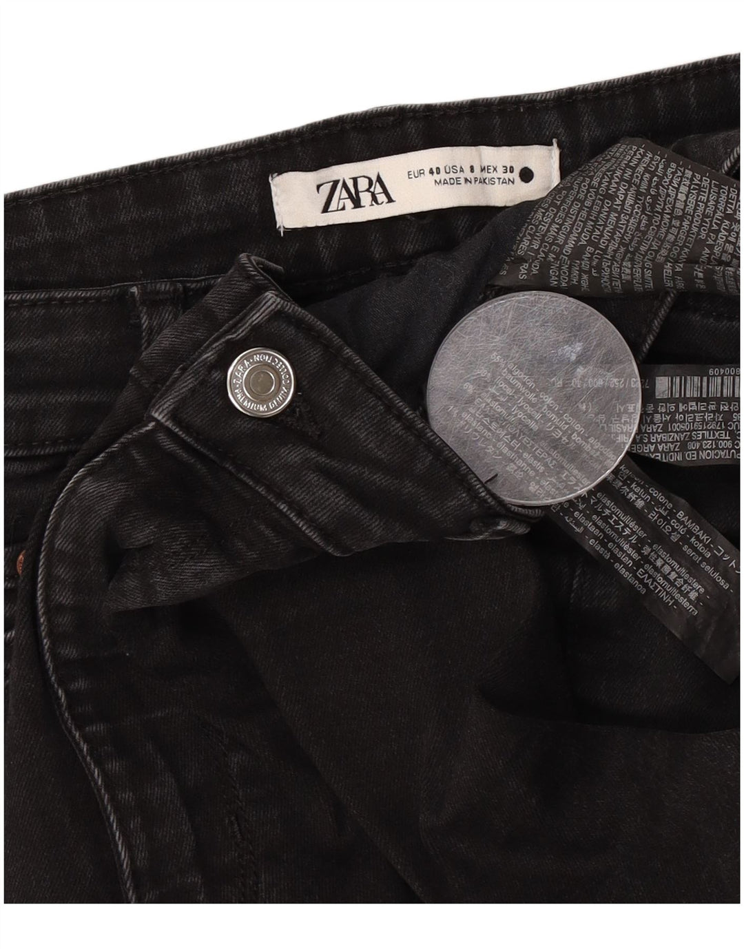 Damskie jeansy rozkloszowane Zara EU 40 Medium W30 L30 Czarna bawełna