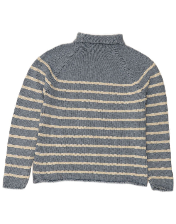 Damski sweter z golfem L.L.Bean UK 10, małe, niebieskie paski, bawełna