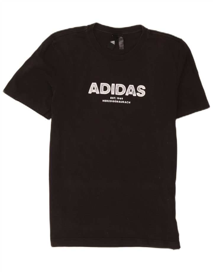 Męska koszulka z grafiką Adidas, średnia, czarna bawełna
