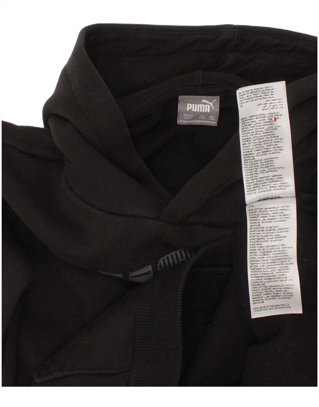Chłopięcy sweter z kapturem i grafiką PUMA, 7-8 lat, czarna bawełna