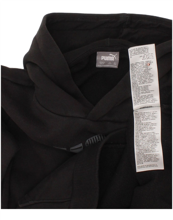 Chłopięcy sweter z kapturem i grafiką PUMA, 7-8 lat, czarna bawełna