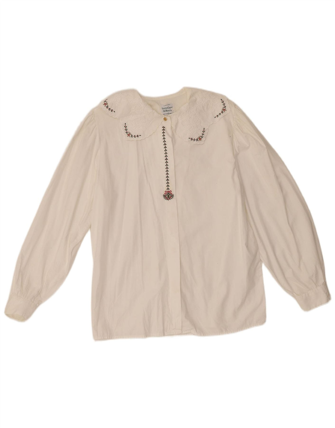 Damska bluzka koszulowa Benetton IT 44, średnia, złamanej bieli, bawełniana