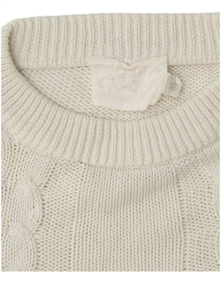 Męski sweter z okrągłym dekoltem CROWN, średni biały