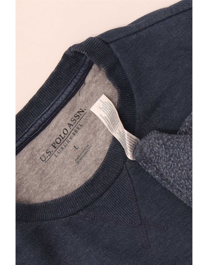 US Polo Assn. Męska bluza z kapturem, duża, niebieska, bawełniana