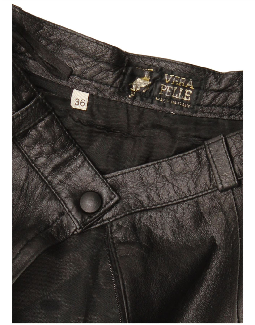 VINTAGE Damska skórzana spódnica EU 36 Mała W26 Czarna skóra