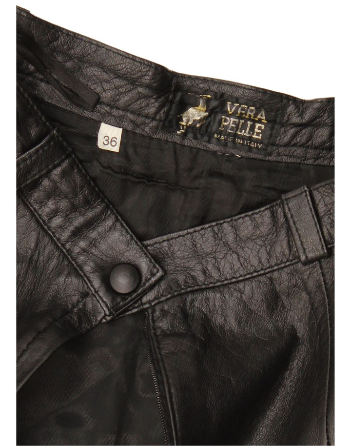 VINTAGE Damska skórzana spódnica EU 36 Mała W26 Czarna skóra