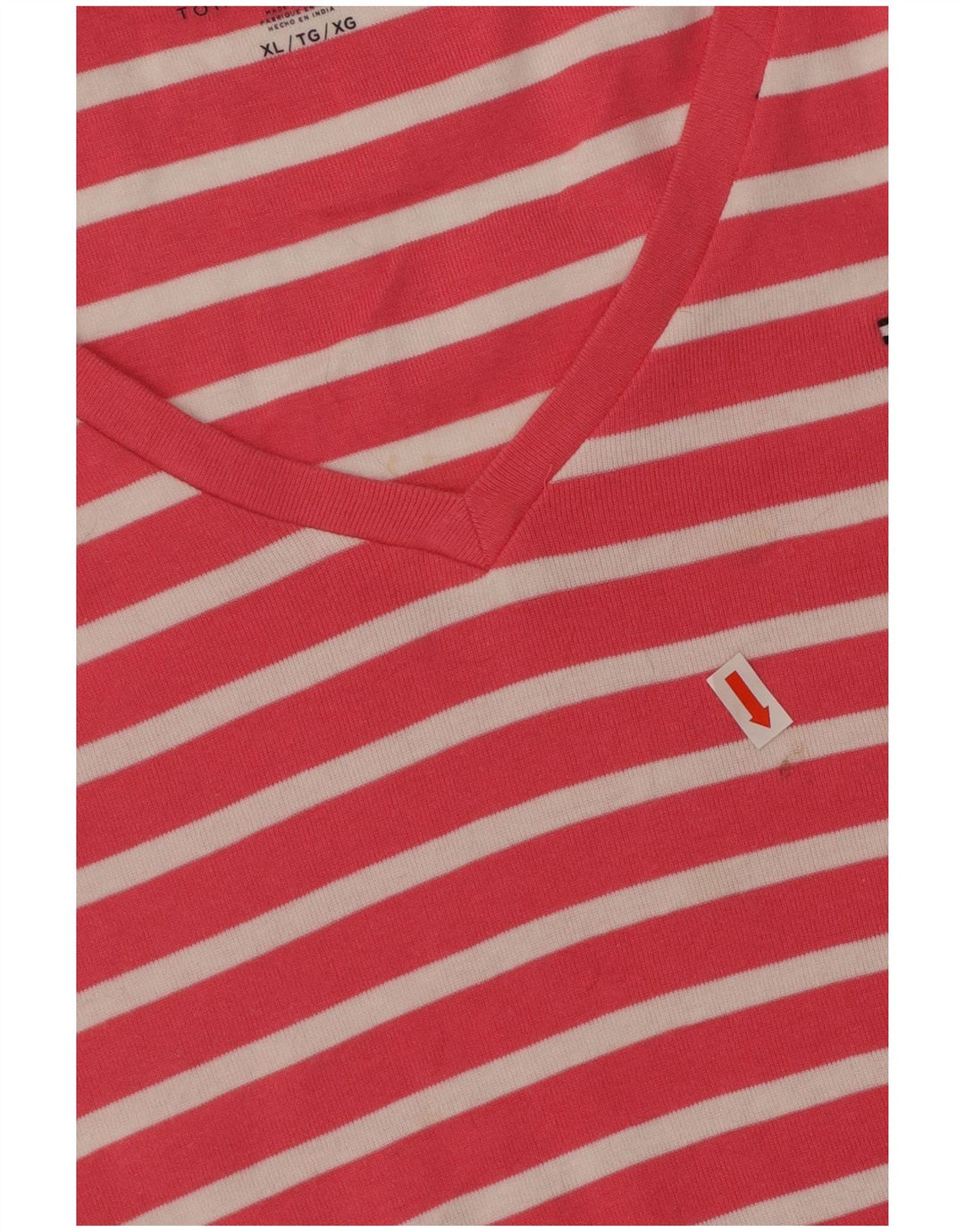 T-shirt damski TOMMY HILFIGER Top UK 18 XL, bawełniany w różowe paski