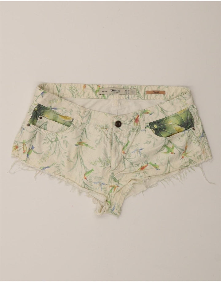 Spodnie damskie Zara EU 38 Small W28 Biała bawełna w kwiaty