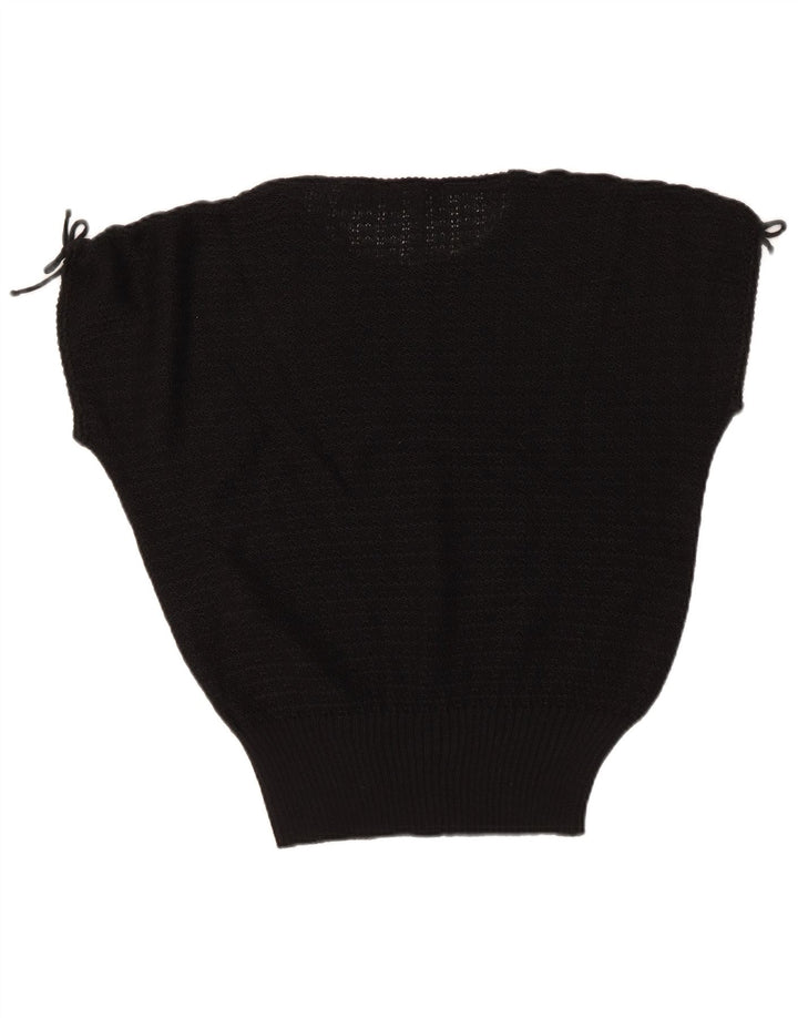 Tank top damski w stylu vintage, UK 14, duży, czarny, poliakryl
