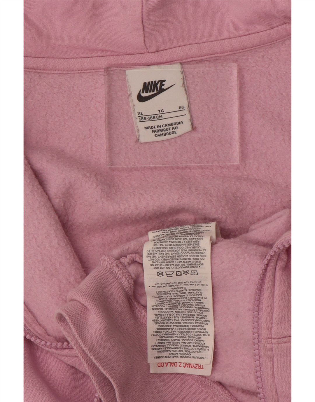 Dziewczęcy sweter oversize z kapturem i zamkiem błyskawicznym z grafiką NIKE 13-14 lat XL, różowy