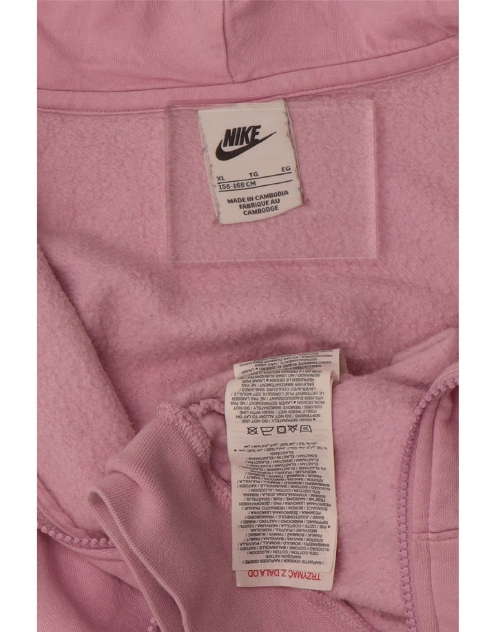 Dziewczęcy sweter oversize z kapturem i zamkiem błyskawicznym z grafiką NIKE 13-14 lat XL, różowy