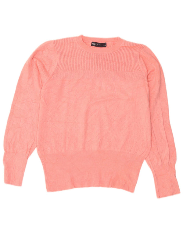 Marks & Spencer Damski sweter z okrągłym dekoltem, UK 12, średnioróżowy, wiskoza