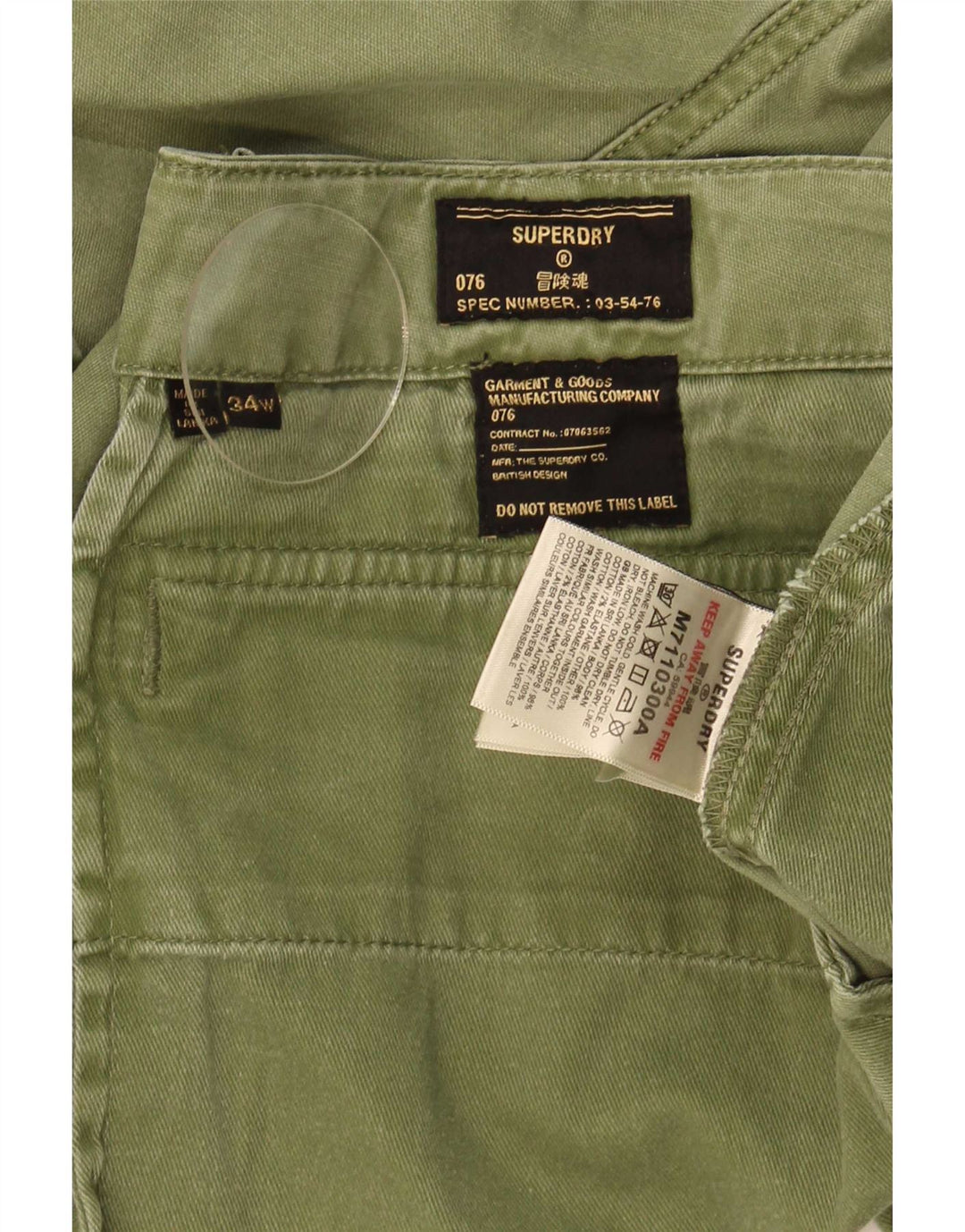 Męskie spodenki cargo Superdry W34, duże, zielone, bawełniane