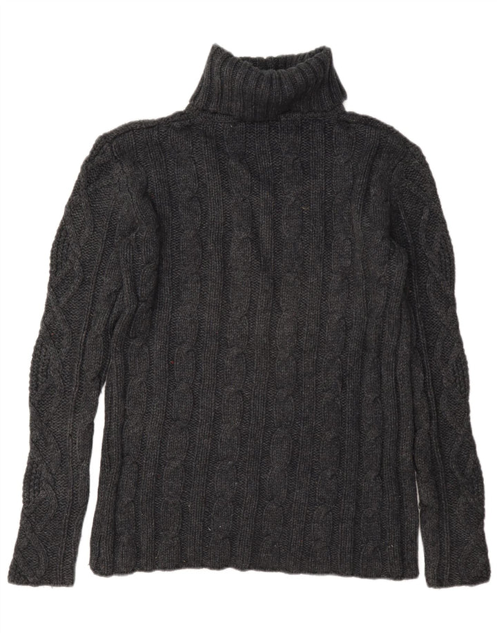 Damski sweter z golfem Eddie Bauer UK 16, duży, szary, wełniany