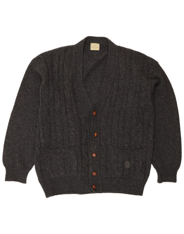 Męski sweter rozpinany Trussardi, duży, szary, wełniany
