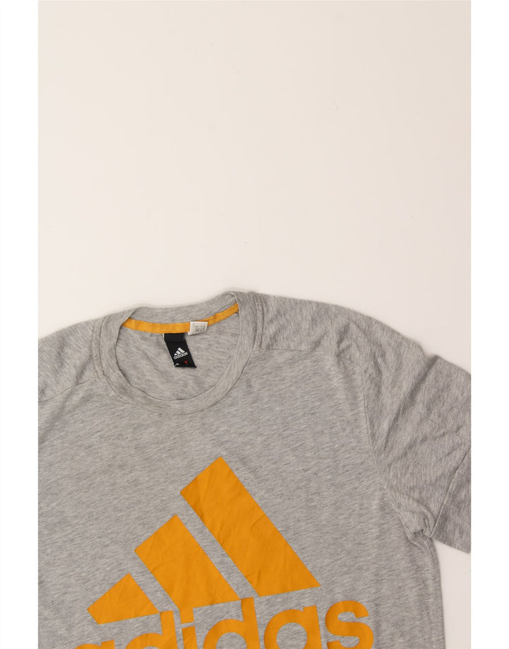 ADIDAS Womens Graphic T-Shirt Top UK 14 Large Grey Vintage Adidas and Second-Hand Adidas from Messina Hembry 