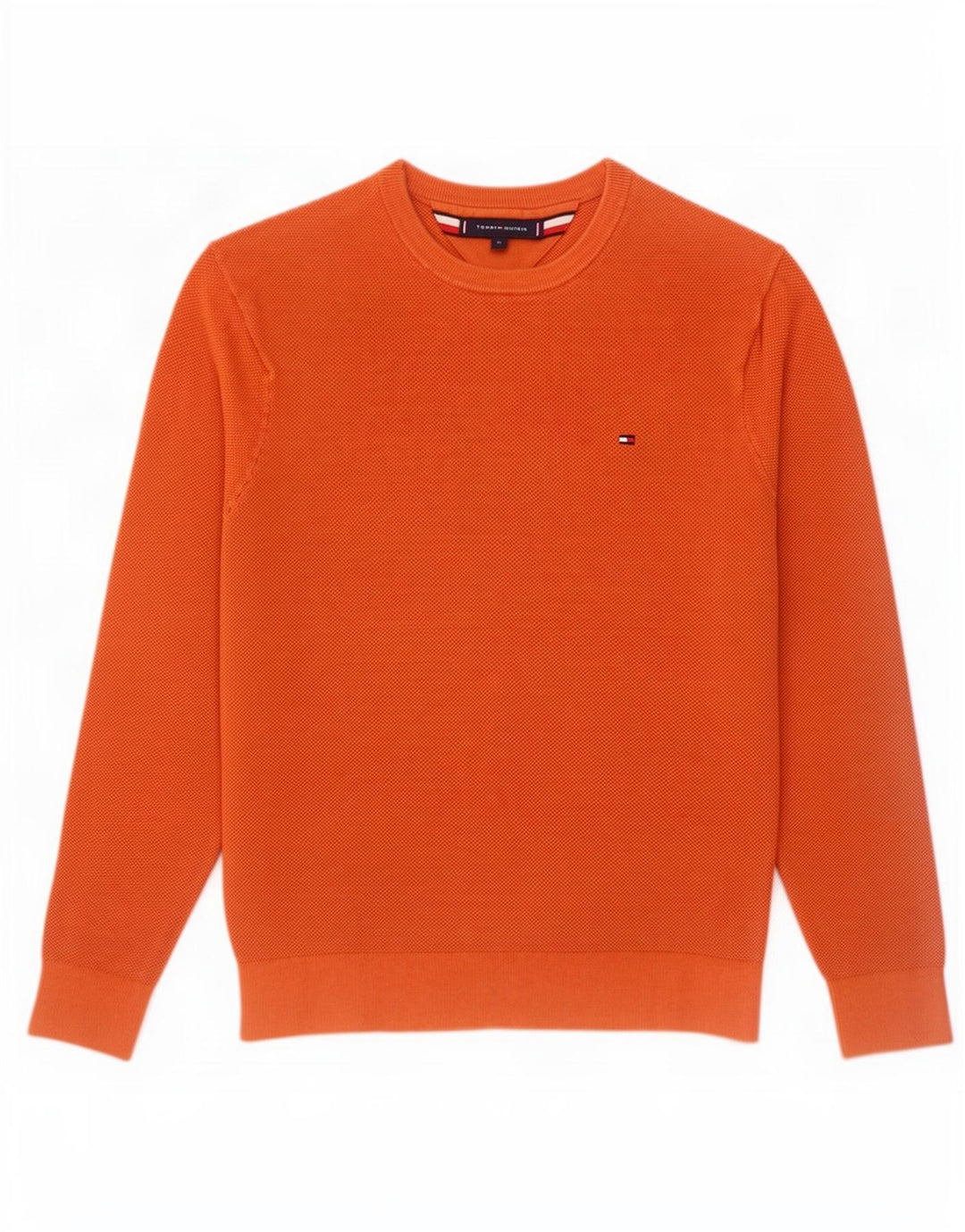 Męski sweter z okrągłym dekoltem Tommy Hilfiger, średniej wielkości pomarańczowa bawełna