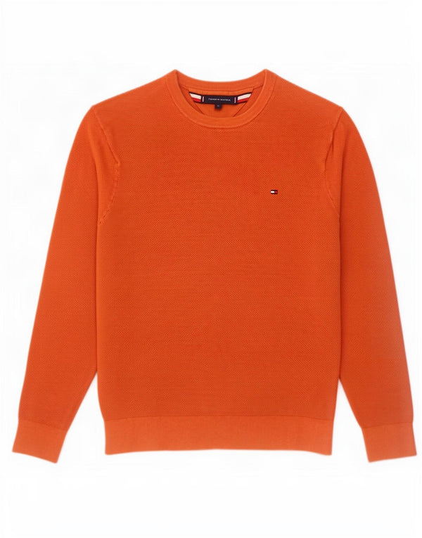 Tommy Hilfiger Mens Crew Neck Jumper Sweater Medium Orange Cotton