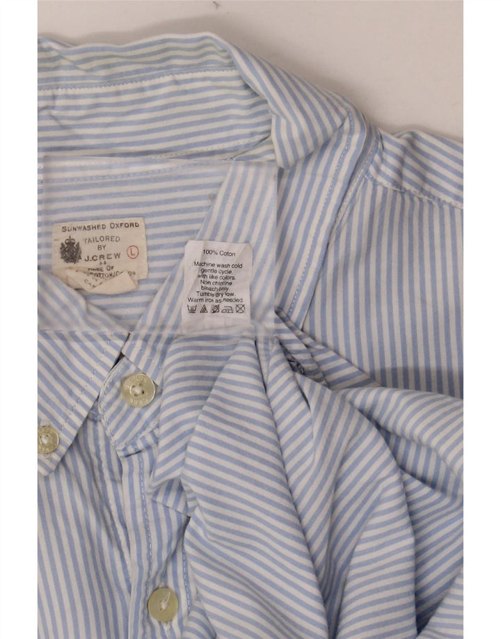 J. CREW Męska dopasowana koszula, duża, niebieska, bawełniana w prążki