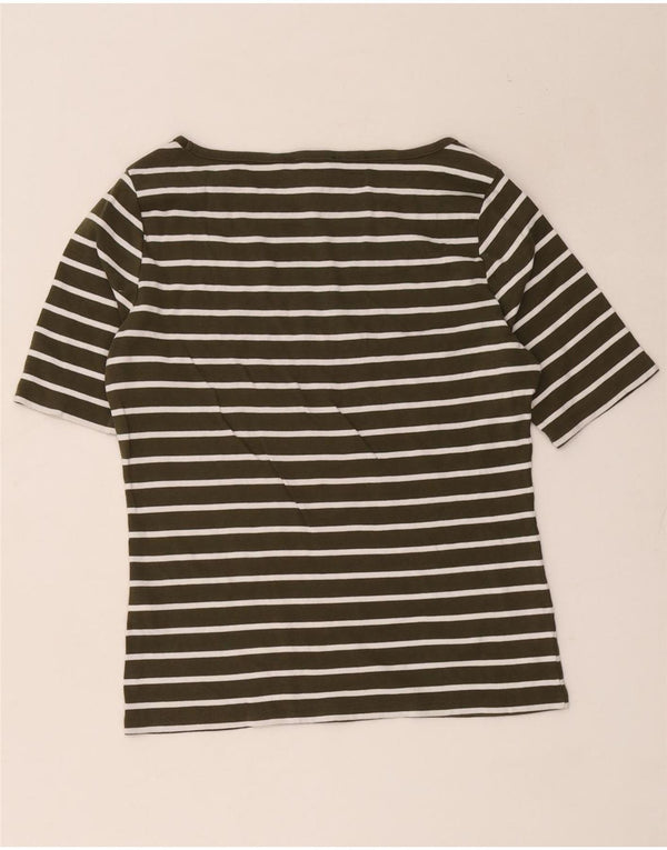 T-shirt damski Tommy Hilfiger Top UK 14, duży, bawełniany w paski khaki