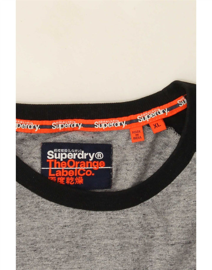 Męski top Superdry z długim rękawem XL, szary, w blokach kolorów