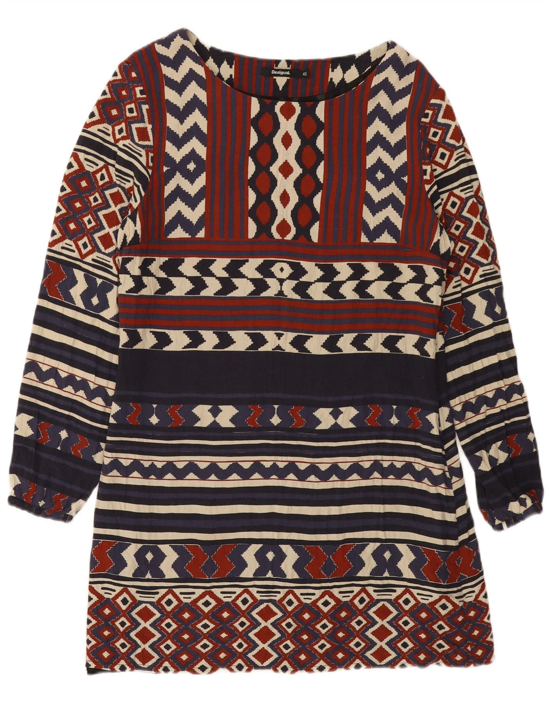 DESIGUAL Damska sukienka o linii A EU 42, duża, wielokolorowa, geometryczna