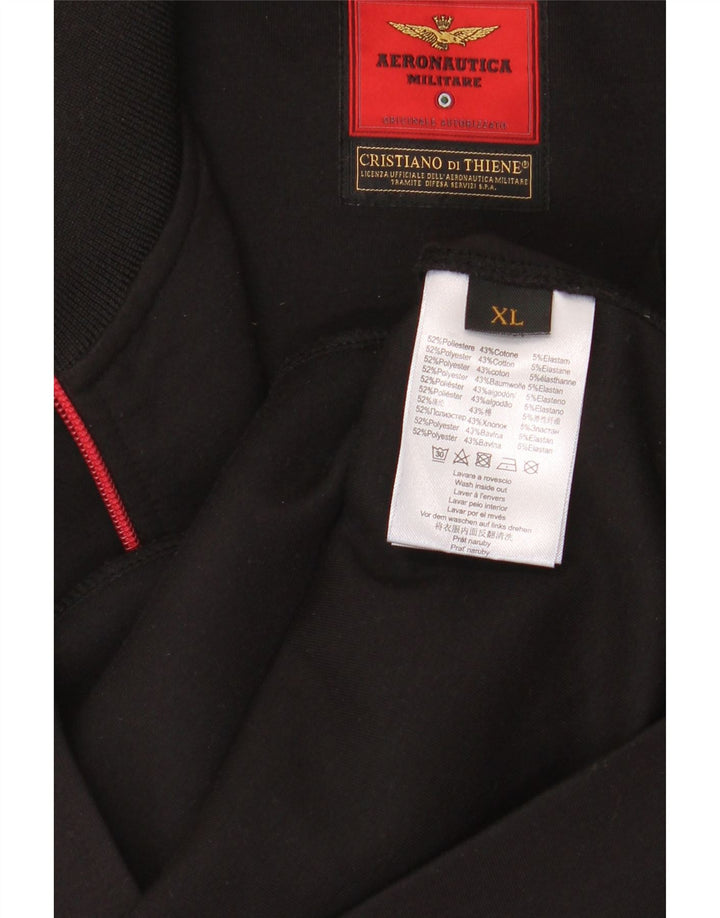 Męska kurtka dresowa AERONAUTICA MILITARE z grafiką XL, czarna, poliester