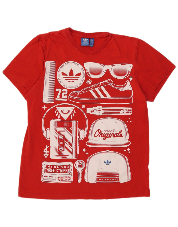 Męska koszulka z grafiką Adidas, bawełniana, średnia czerwona