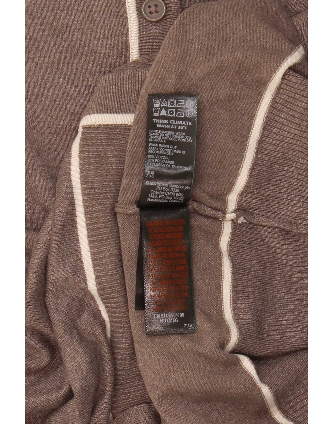 Marks & Spencer Damski sweter kardigan UK 10 Small Brown Wiskoza