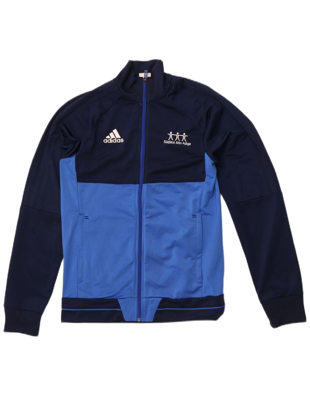 Męska kurtka dresowa ADIDAS, mała, granatowa, z poliestru w blokach kolorów