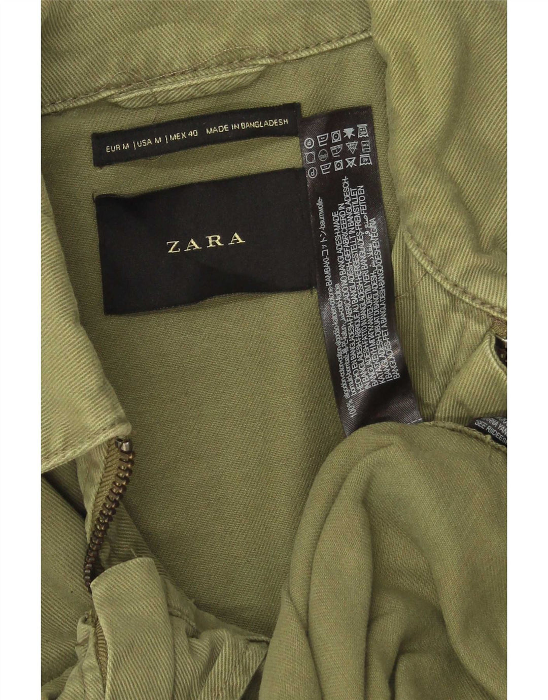 Męska kurtka bomberka Zara UK 38, średnia zielona bawełna