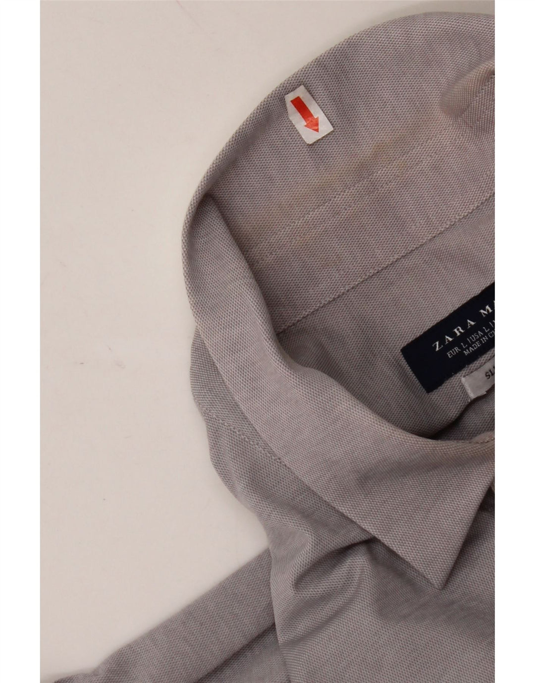 ZARA Mens Slim Fit Shirt Large Grey Cotton