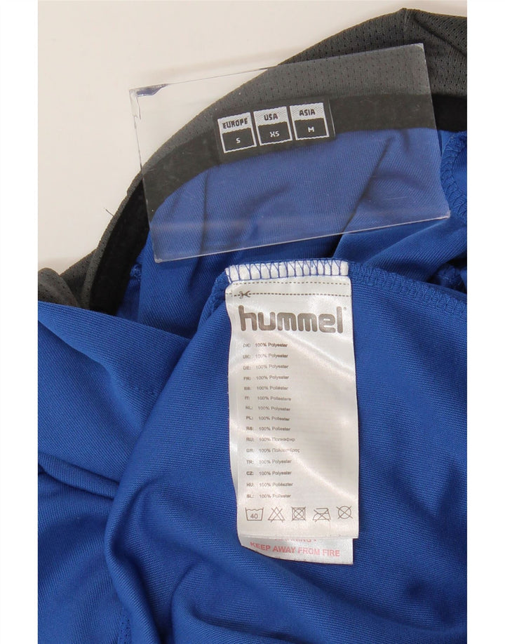 Męski sweter z kapturem i grafiką Hummel, mały, niebieski poliester