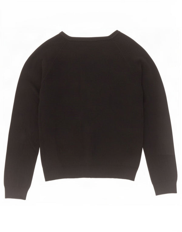 Sweter damski Zara z dekoltem w kształcie litery V, UK 14, duży, czarny, bawełniany