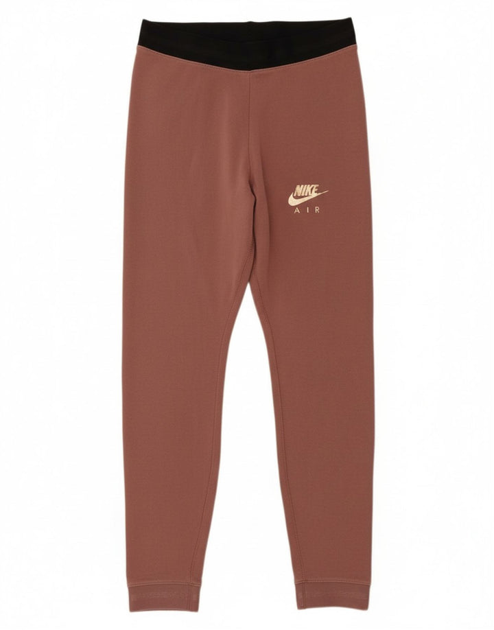NIKE Womens Graphic Leggings UK 12 Medium  Pink Colourblock Cotton