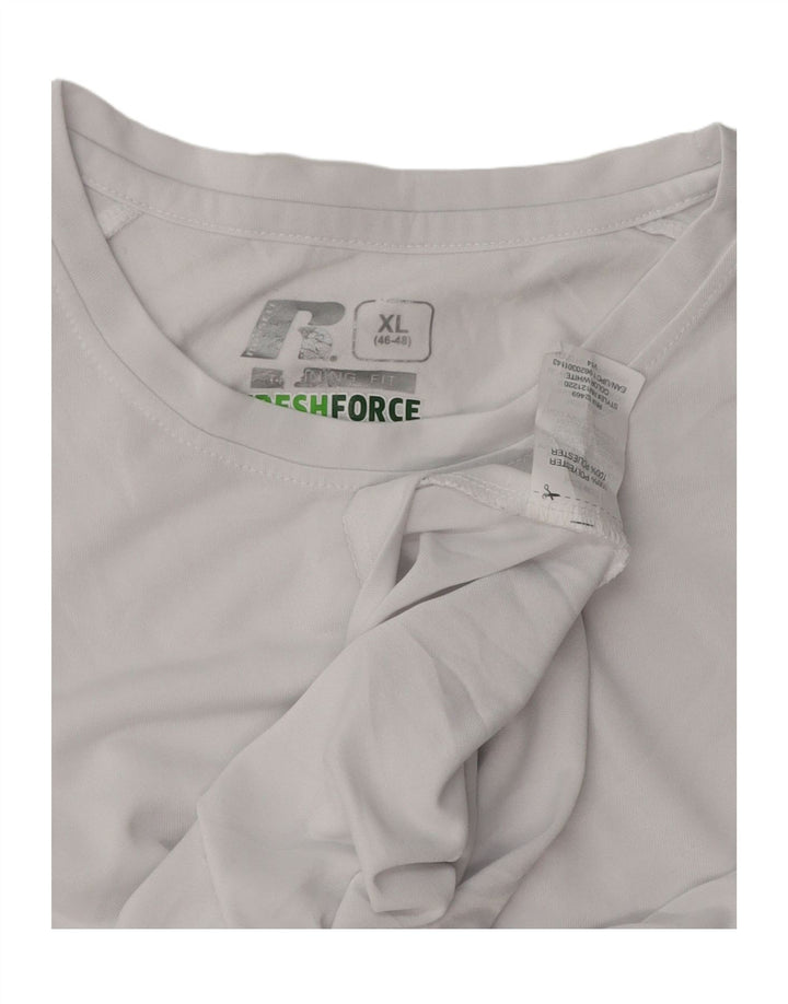 T-shirt męski RUSSELL ATHLETIC, UK 46/48 XL, biały poliester
