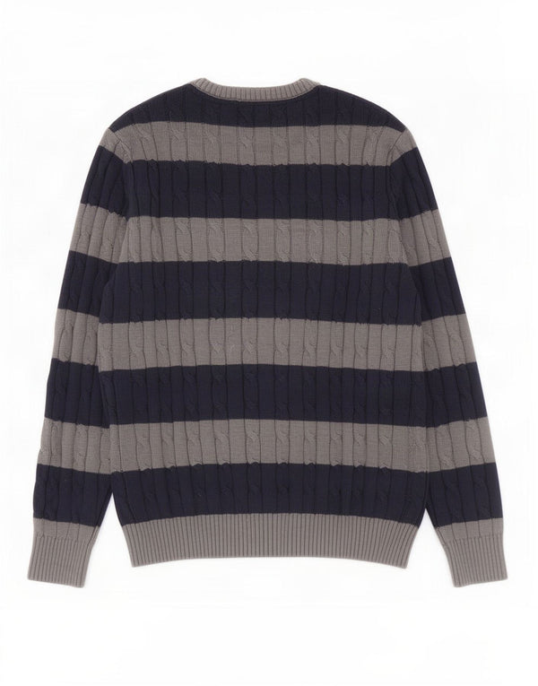 Crew Clothing Męski sweter z okrągłym dekoltem XL, bawełniany w granatowe paski
