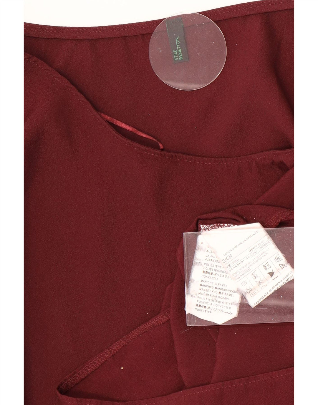 Damska sukienka oversize Benetton typu shift UK 10, mały, bordowy poliester
