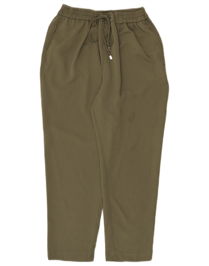 Damskie, zwężane spodnie Zara, duże, W32 L24, khaki, poliester
