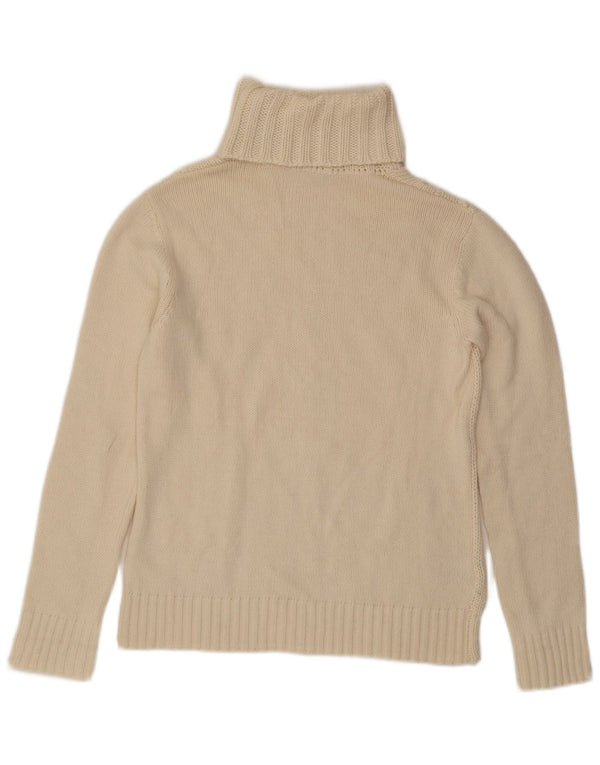 Lacoste Damski sweter z golfem, rozmiar 42, duży, z białej wełny