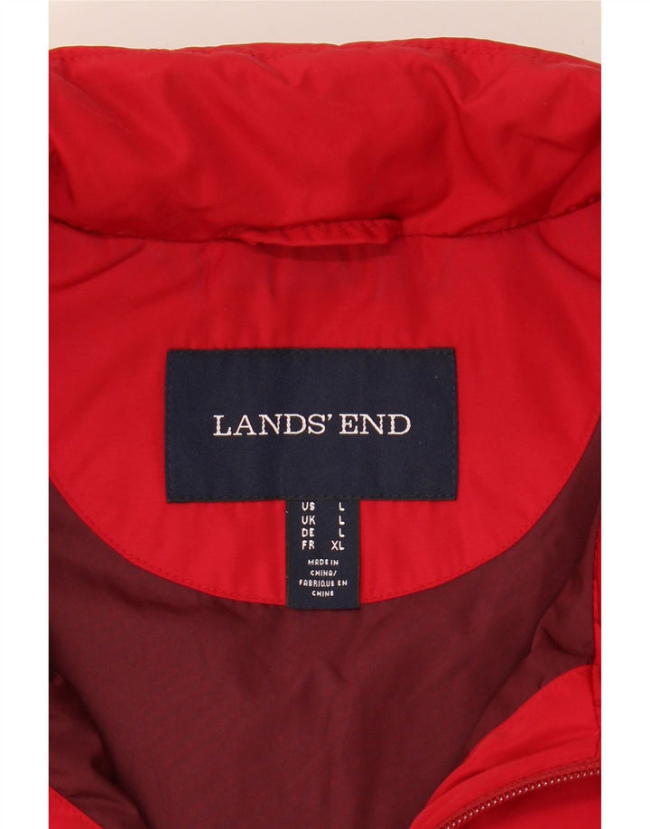 LANDS END Womens Padded Gilet UK 16 Large Red Polyester Vintage Lands End and Second-Hand Lands End from Messina Hembry 