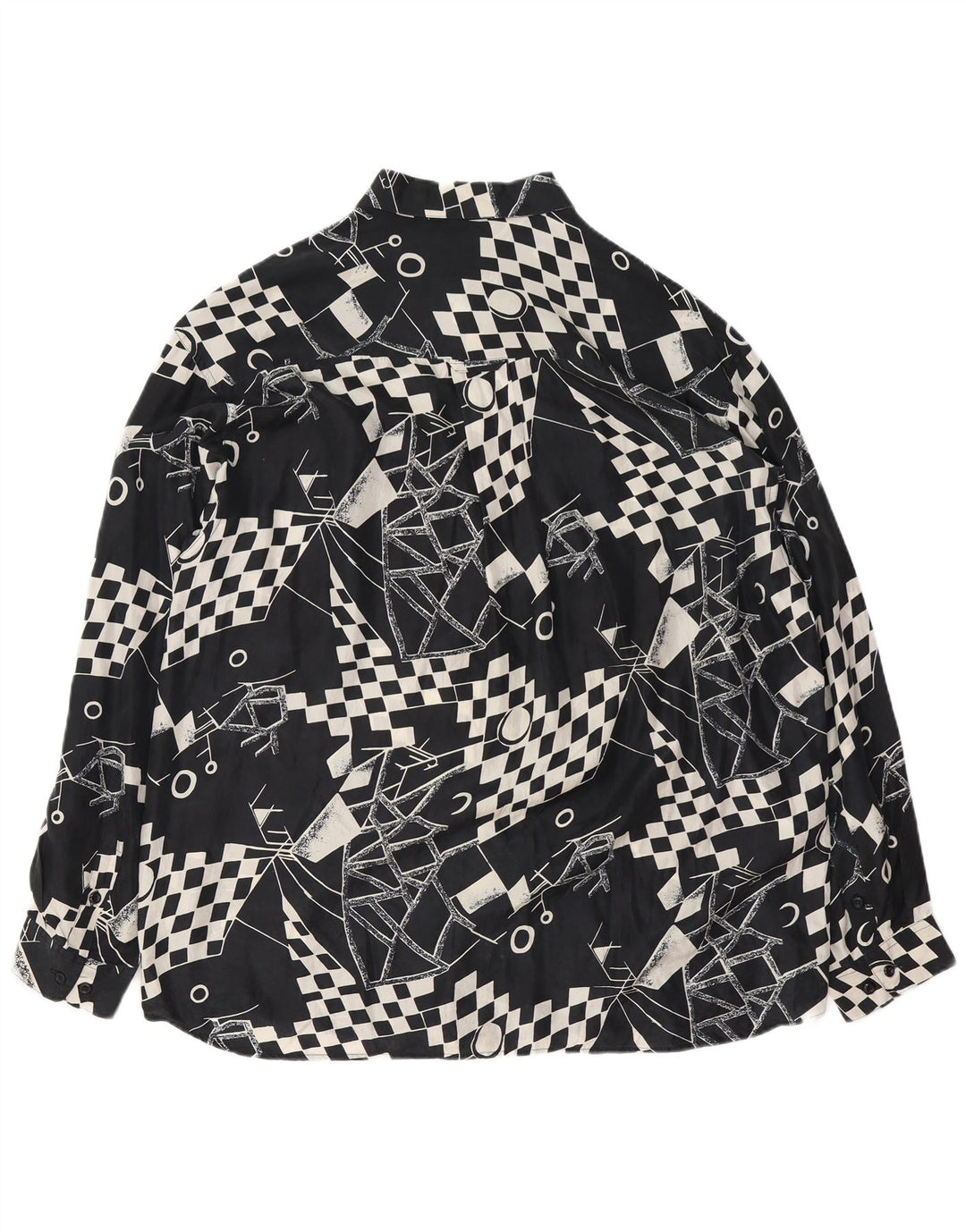 Koszula męska VINTAGE XL Czarny geometryczny jedwab