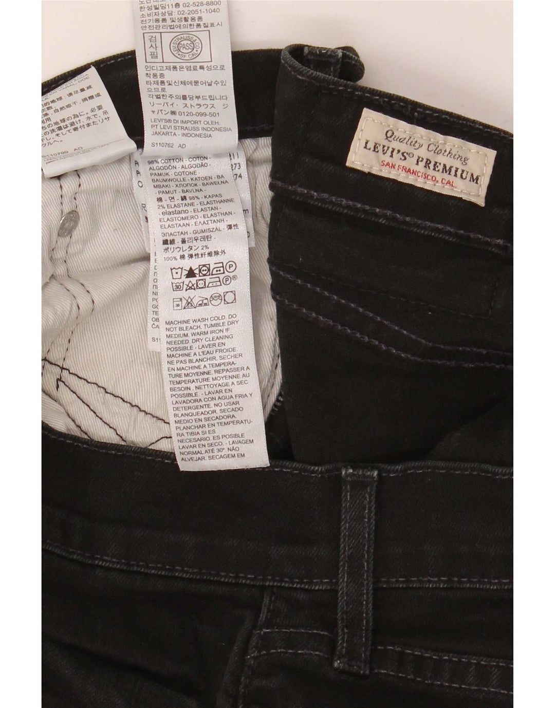 Męskie proste dżinsy Levi's W33 L30 Czarna bawełna